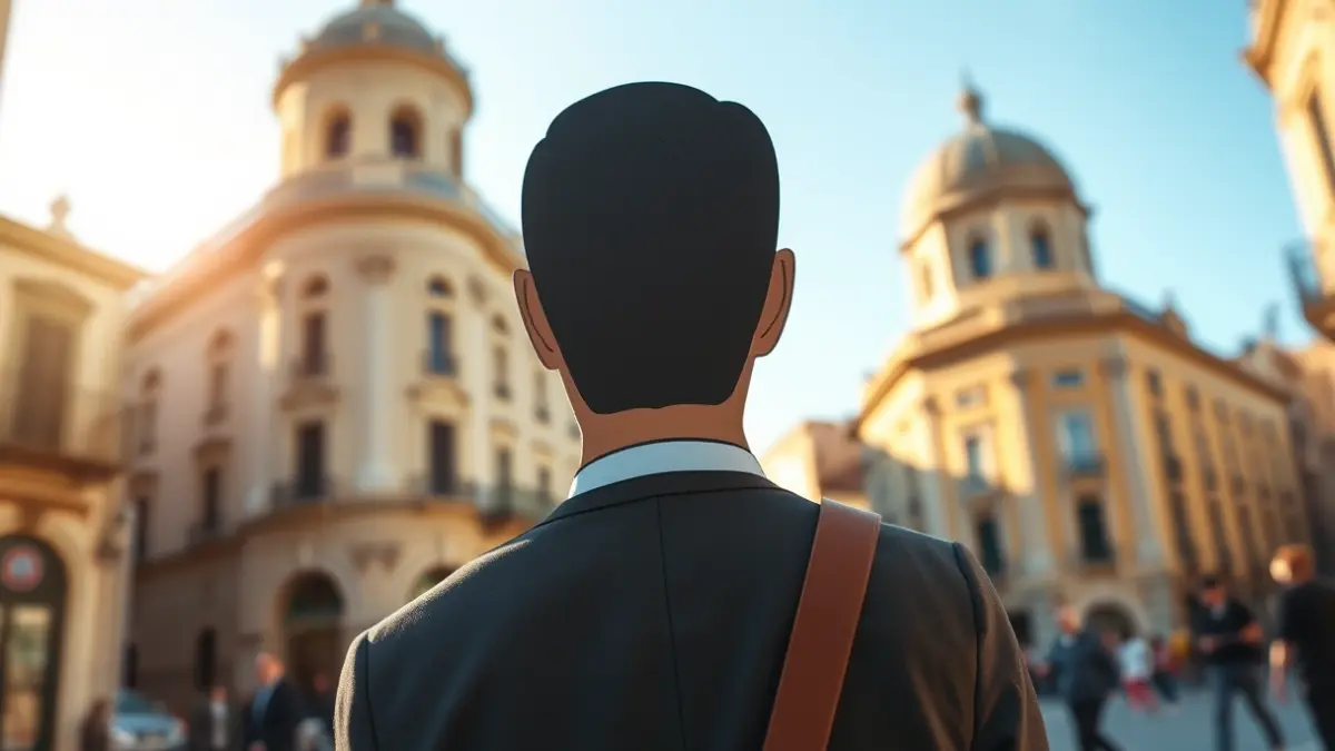 Image of a cardboard cutout figure of a politician on a street in Jaén.