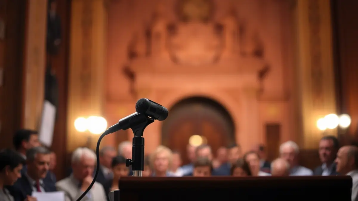 Imagen genérica de un micrófono en un podio, simbolizando el discurso político.