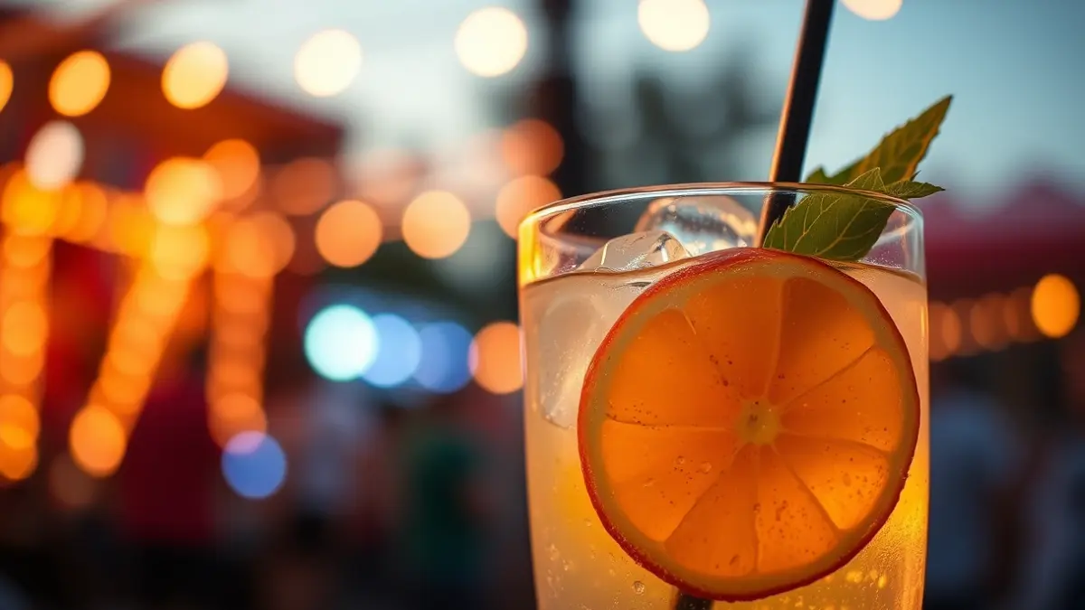 Imagen de un cóctel spritz en un festival de música