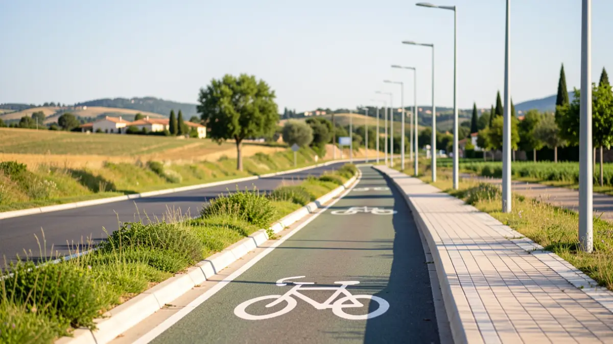New bicycle lane and sidewalks on the N-340 in Chiclana.