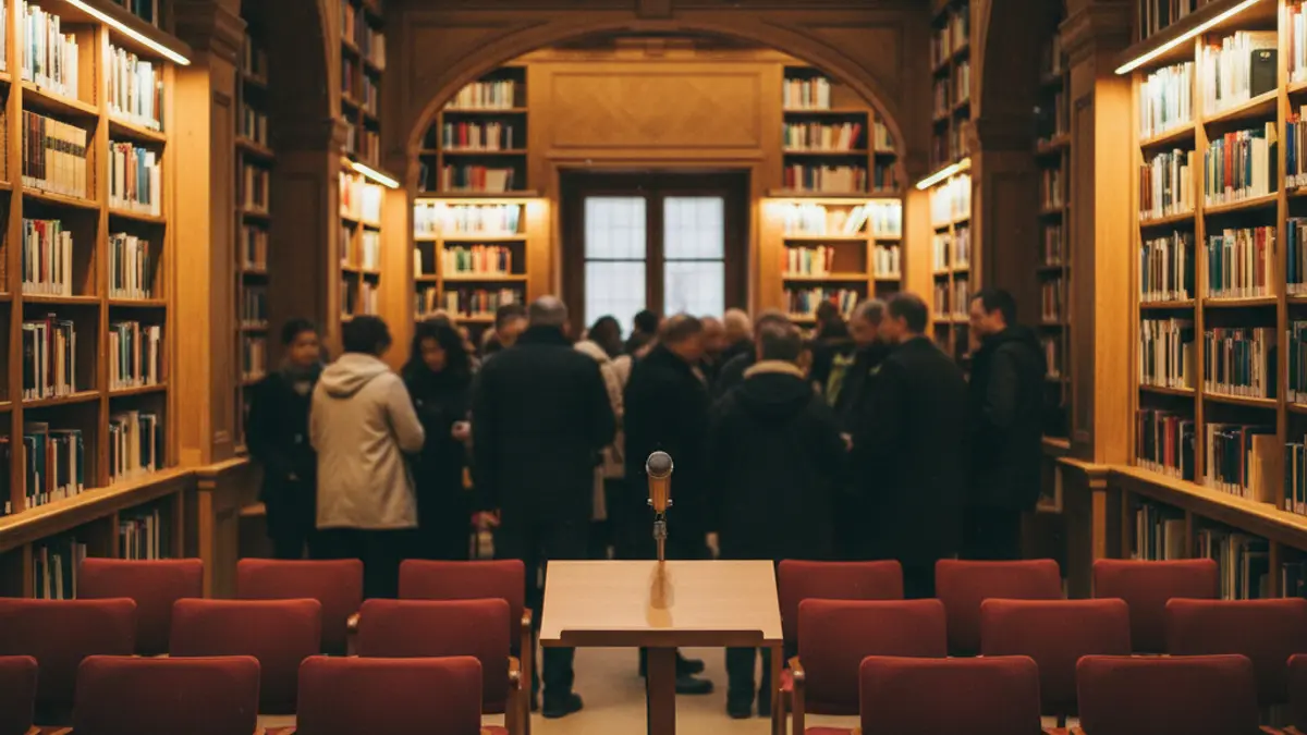Imagen genérica de una sala de cine o biblioteca con ambiente cultural.