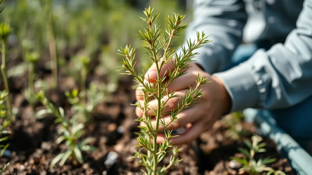 Generic image of small pinsapo saplings in a nursery, symbolizing reforestation.