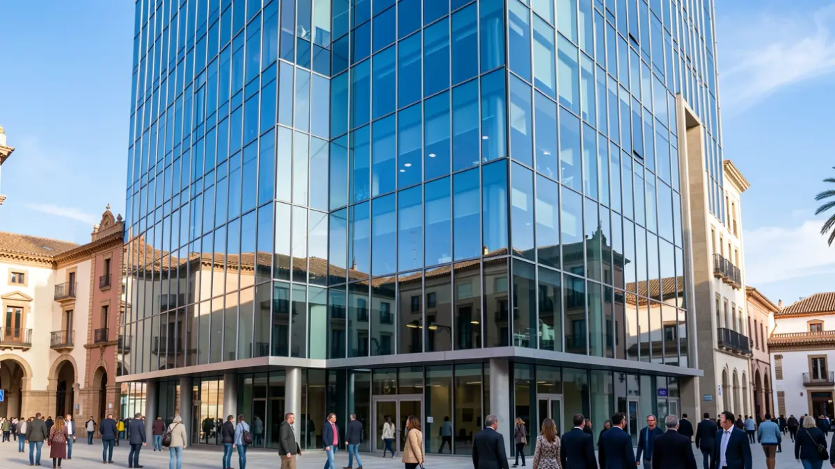 Imagen genérica de un edificio de oficinas moderno con arquitectura andaluza.