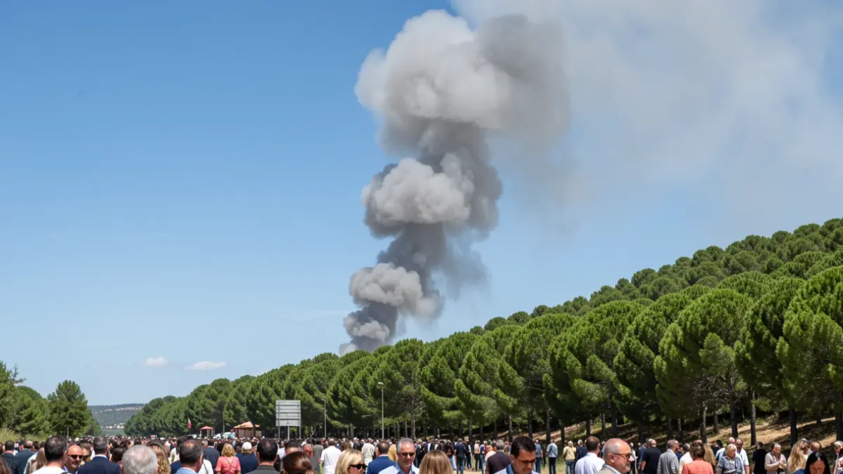 Imagen genérica de una columna de humo elevándose sobre una ladera de bosque en Andalucía.