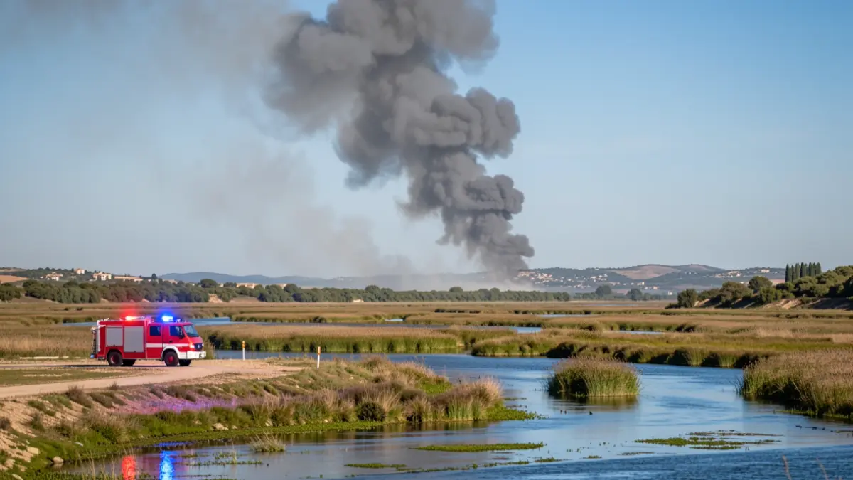Imagen genérica de humo de incendio en una marisma.