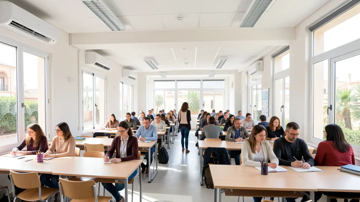 Image of classrooms in Córdoba with new air conditioning units installed.