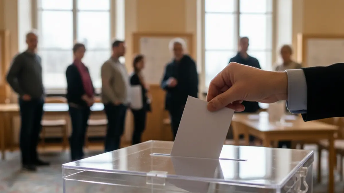 Generic image of a ballot box with a hand casting a vote.