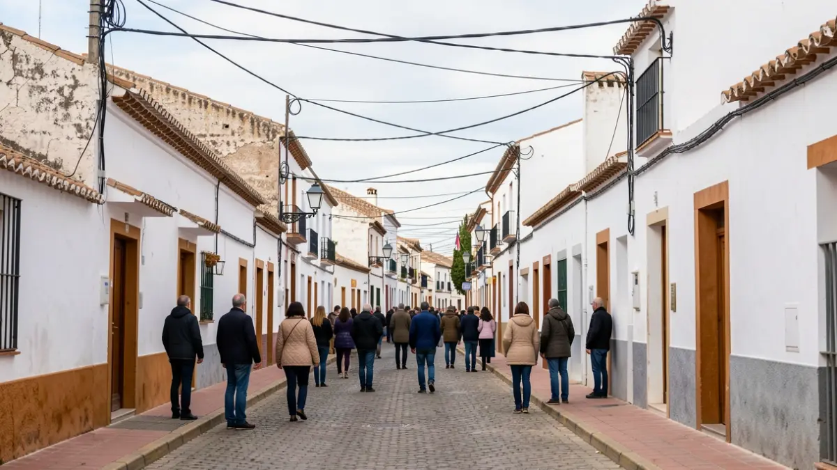 Imagen de una calle en Maracena durante un corte de luz por mantenimiento.