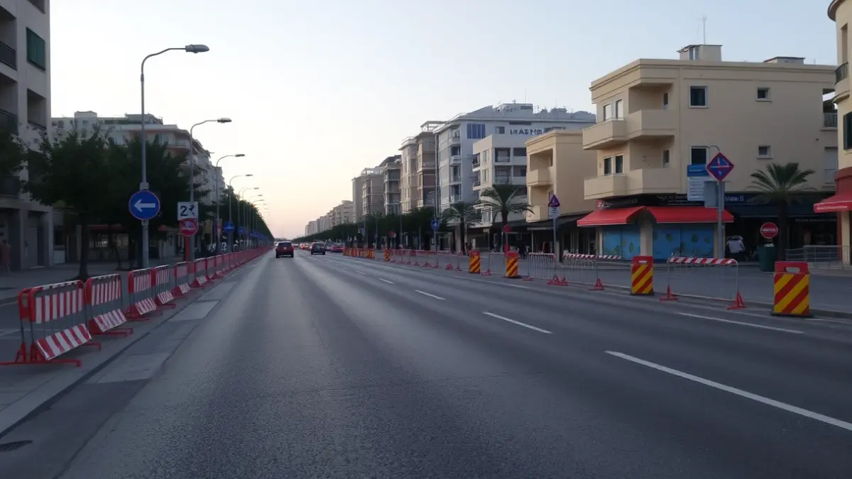 Generic image of a closed street with diversion signs.