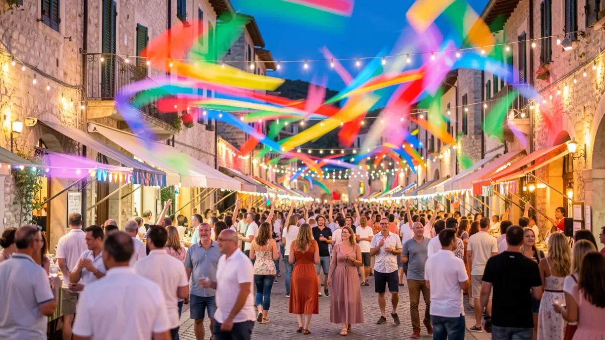 Imagen genérica de un festival con luces y colores vibrantes.