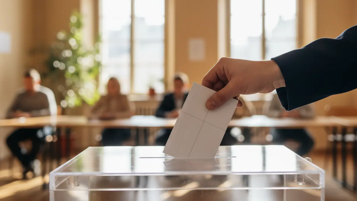 Generic image of a ballot box with a hand casting a vote.