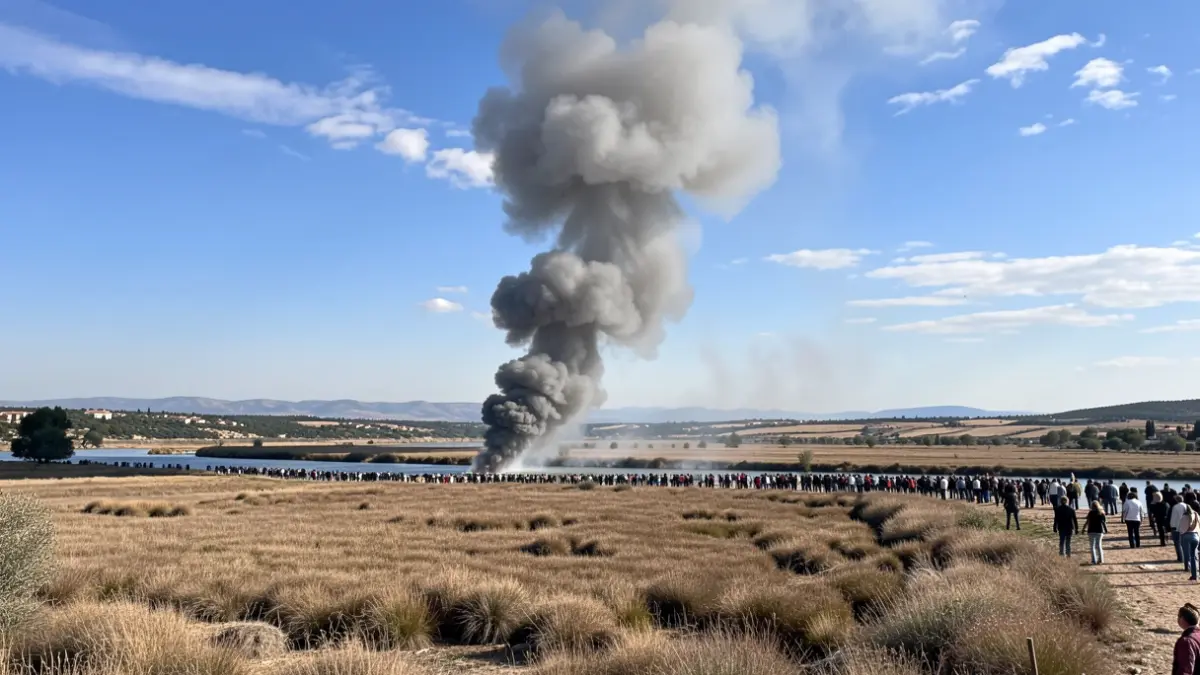 Generic image of smoke from a fire in a marshland area.