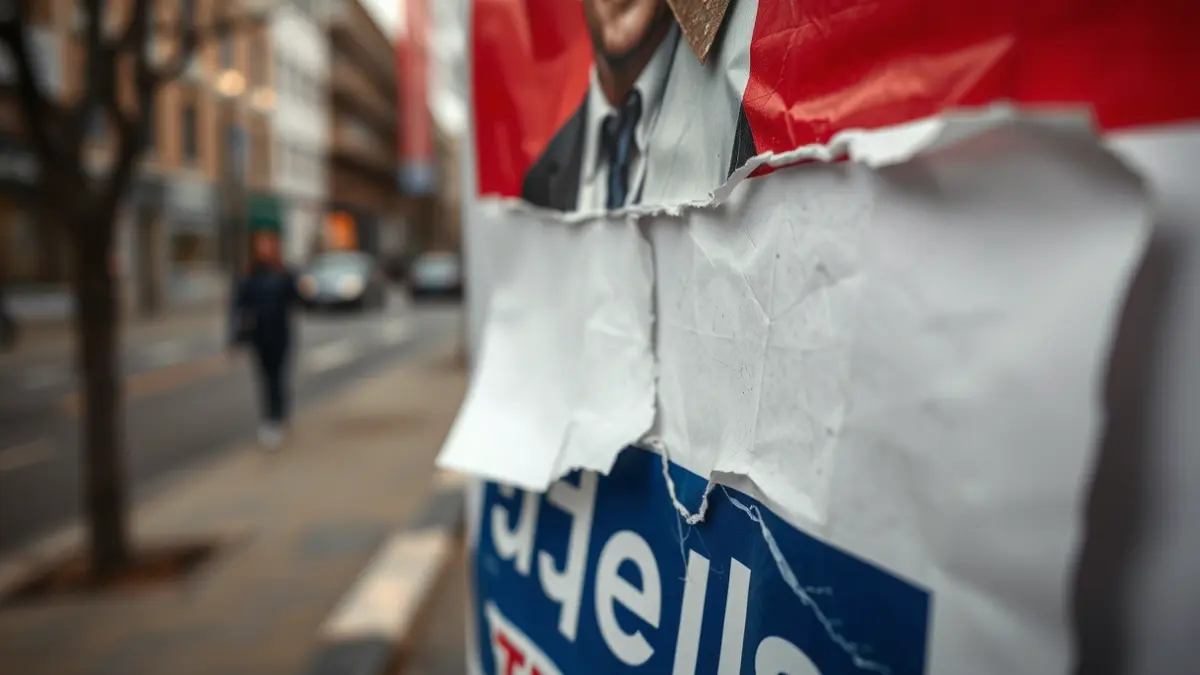 Generic image of a vandalized political poster during an election campaign.
