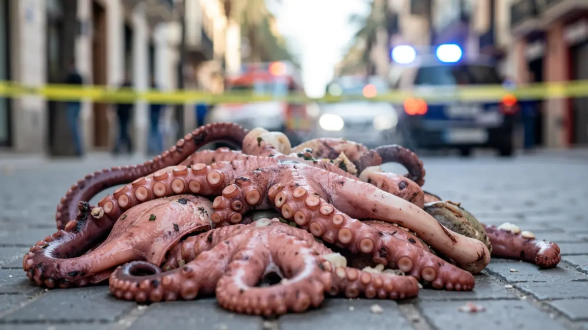 Imagen de marisco en descomposición en la vía pública de Málaga.