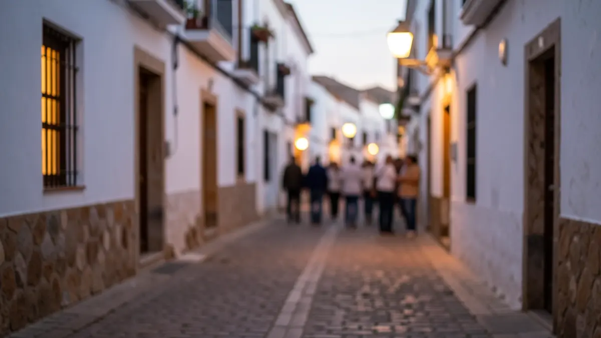 Generic image of a street in an Andalusian town at dusk.