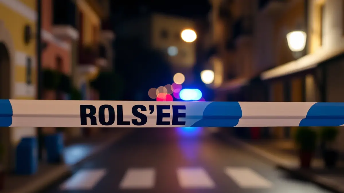 Generic image of police tape at a night crime scene.