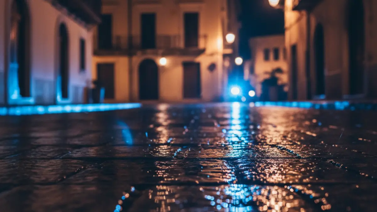 Generic image of police emergency lights at night.