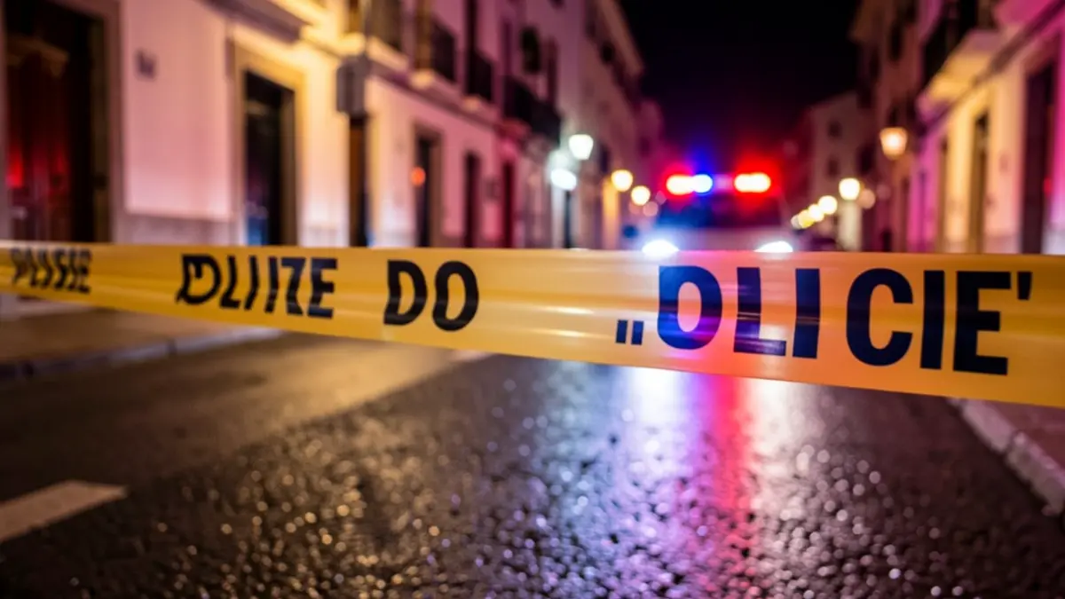 Imagen genérica de una escena policial nocturna con luces de emergencia.