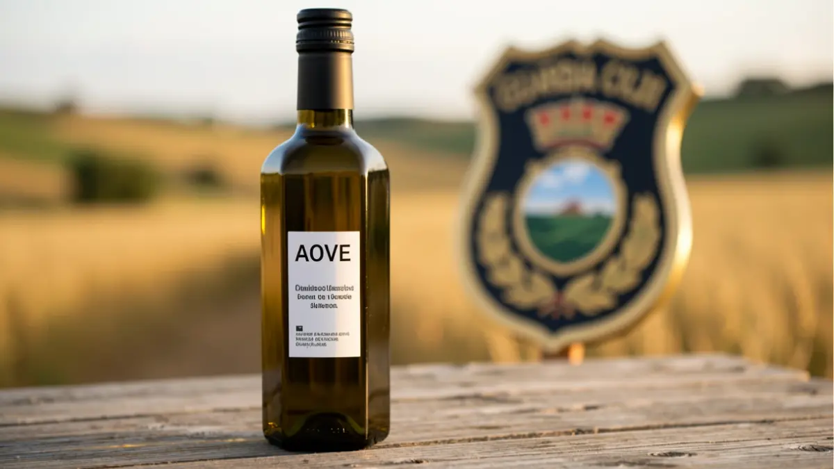 Bottle of extra virgin olive oil donated by the Civil Guard and Agro-food Cooperatives to the Food Bank of Córdoba.
