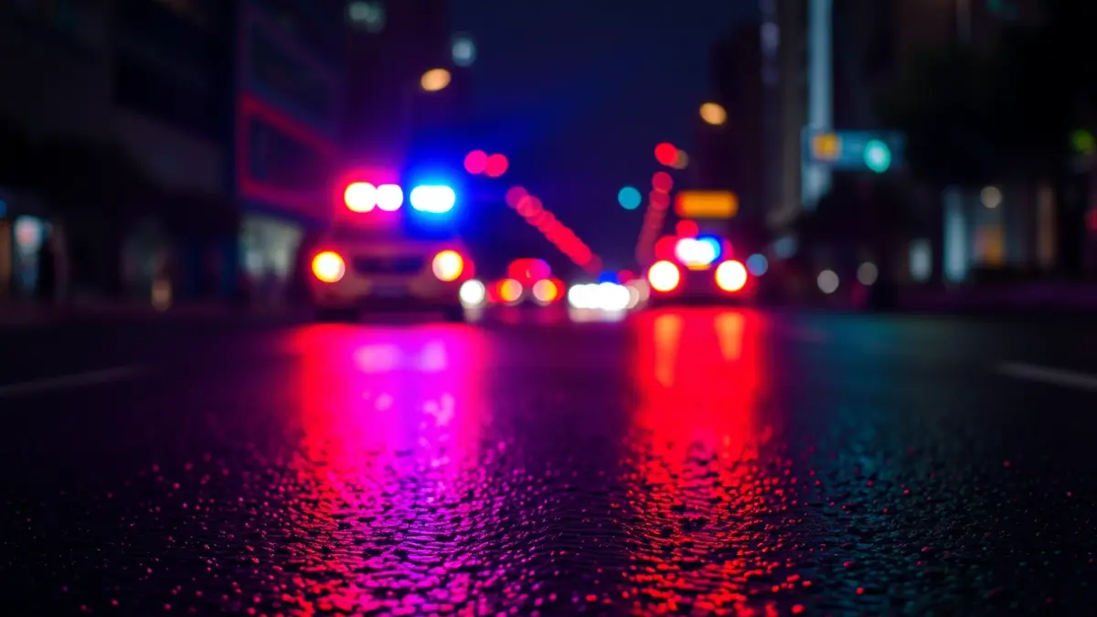 Generic image of emergency lights at night.
