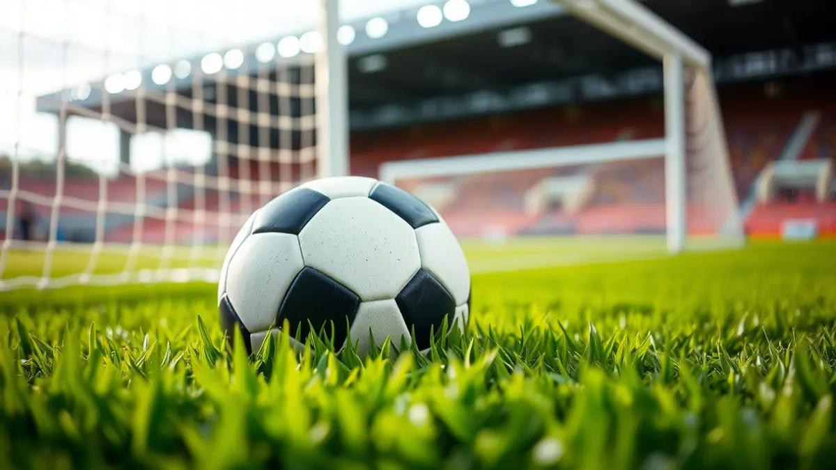 Imagen genérica de un balón de fútbol en el césped de un estadio.