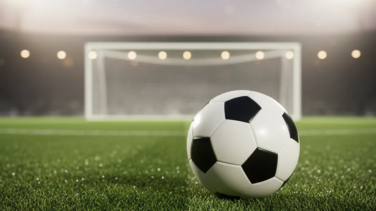 Generic image of a soccer ball on a stadium pitch.