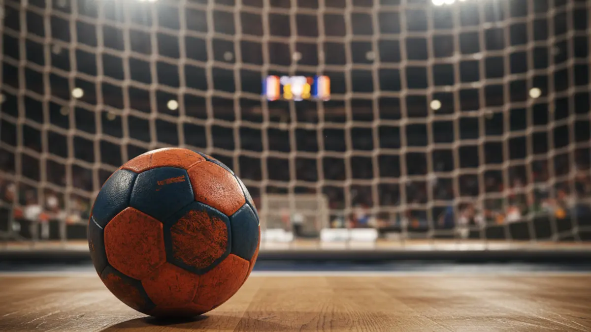 Generic image of a handball on the court.