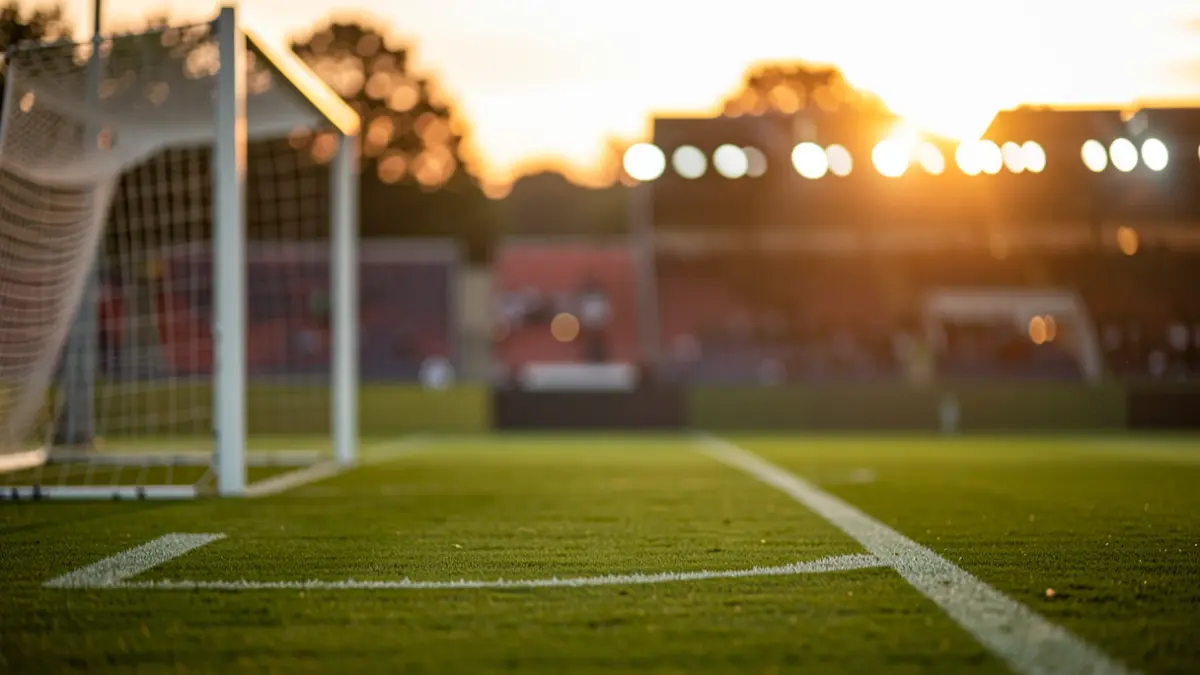 Generic image of a football pitch at sunset.