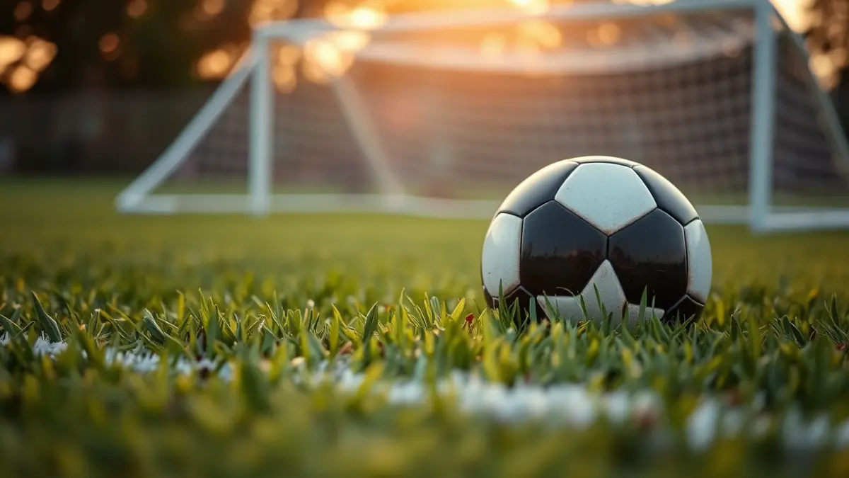 Generic image of a soccer ball on a football pitch.