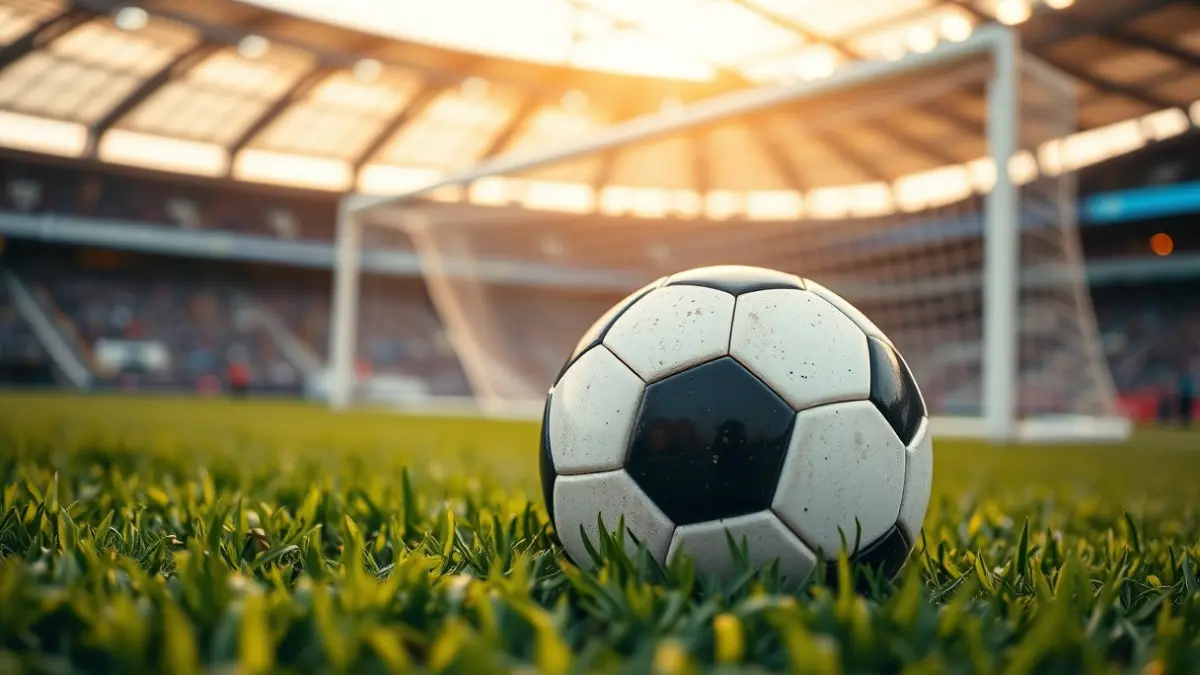 Generic image of a soccer ball on a stadium pitch.