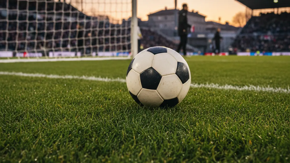 Generic image of a soccer ball on a field.