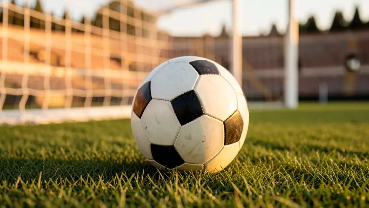 Imagen genérica de un balón de fútbol sobre césped en un estadio.