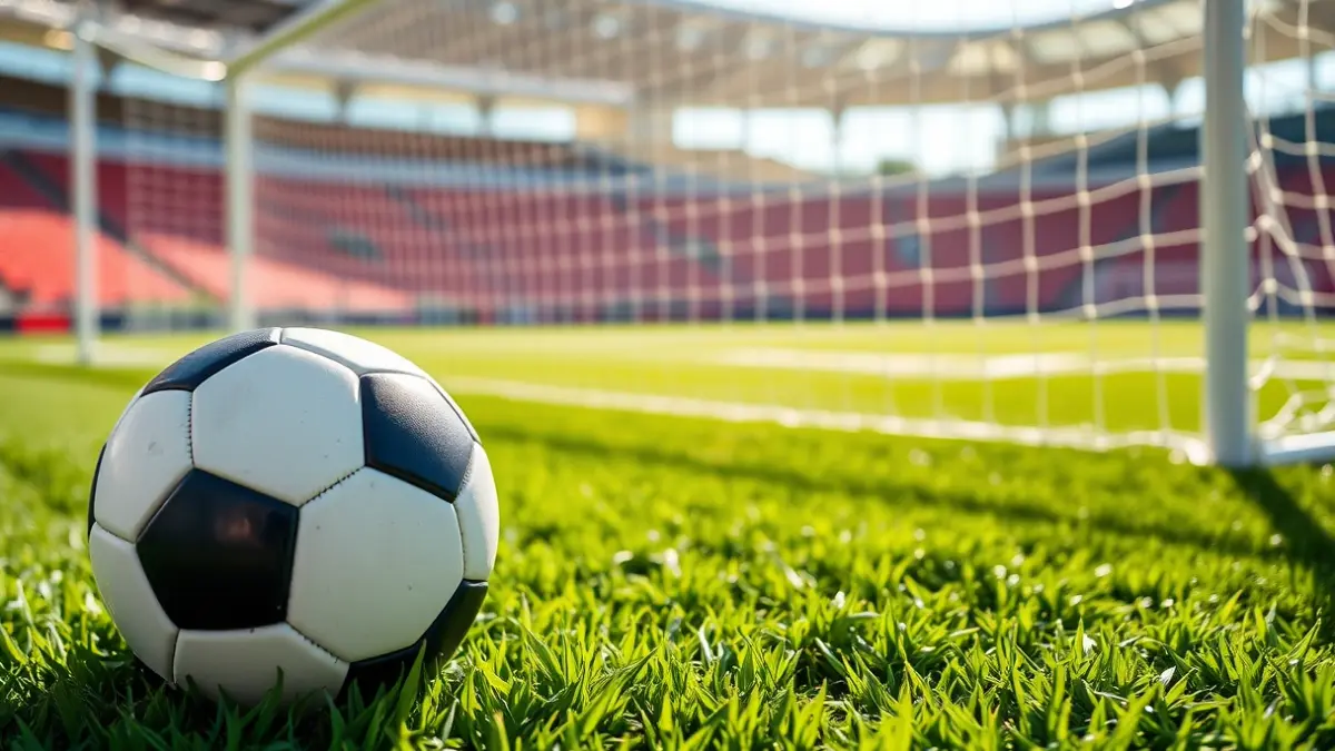 Generic image of a soccer ball on a stadium's grass.