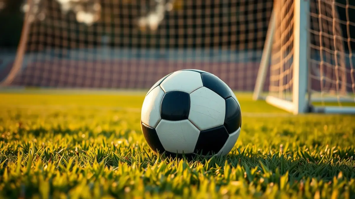 Generic image of a soccer ball on a football pitch.