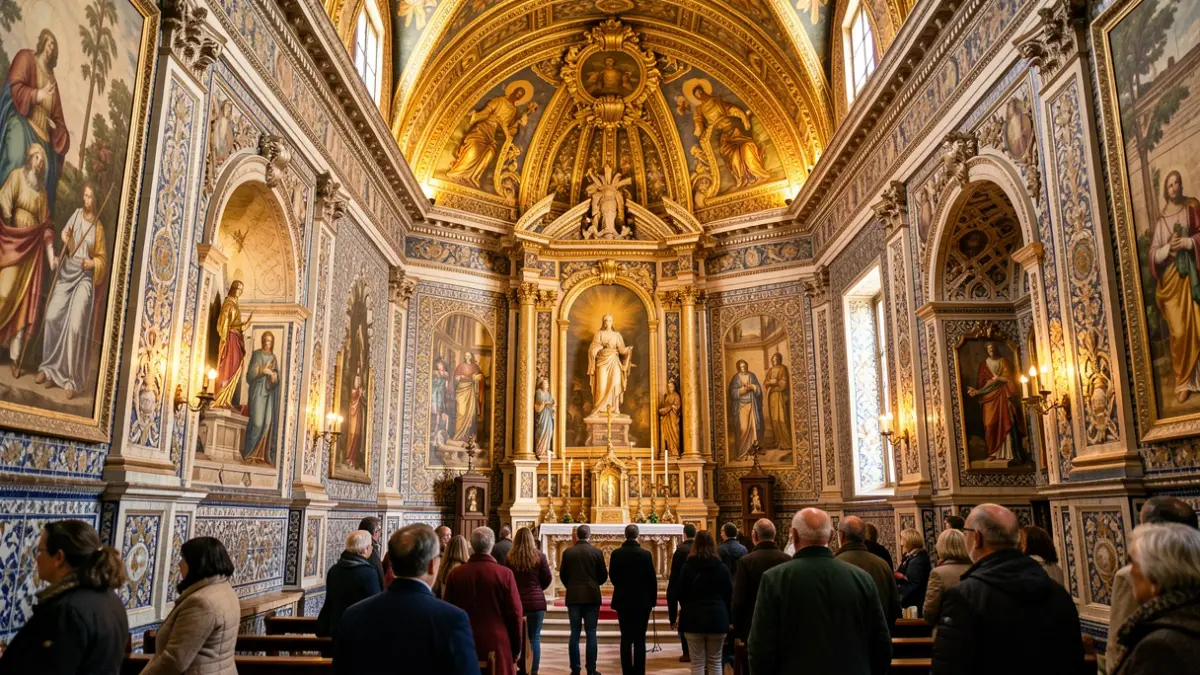 Detail of the Esperanza de Triana's chapel, highlighting Renaissance ceramics and Baroque elements.