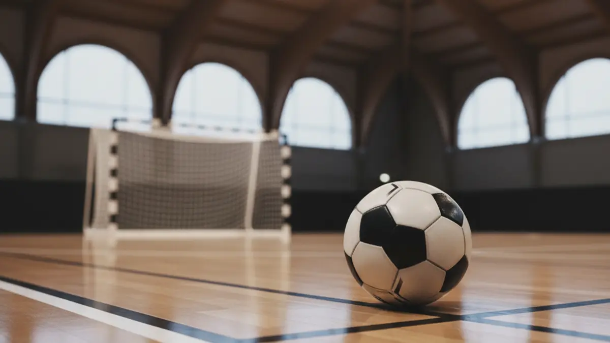 Generic image of a futsal ball on a court.