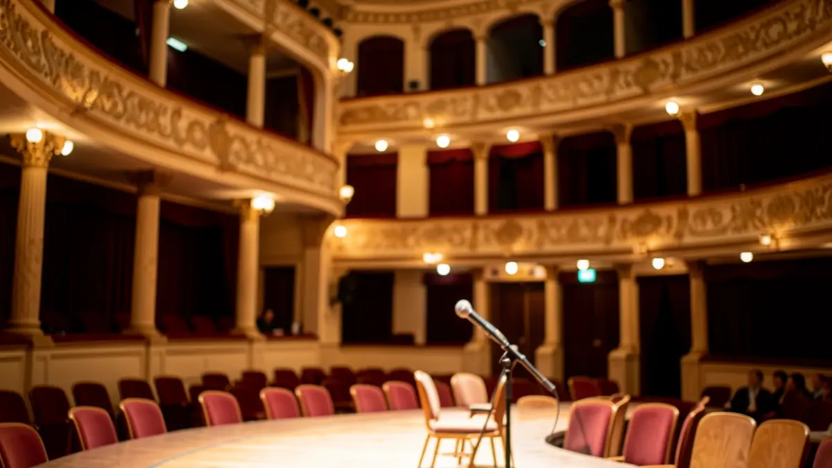 Generic image of the interior of an Andalusian theater with a stage.
