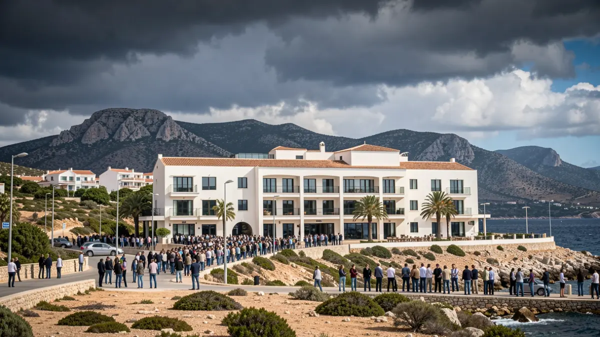 Image of the Algarrobico Hotel in Carboneras, Almería, with the Cabo de Gata-Níjar Natural Park in the background.