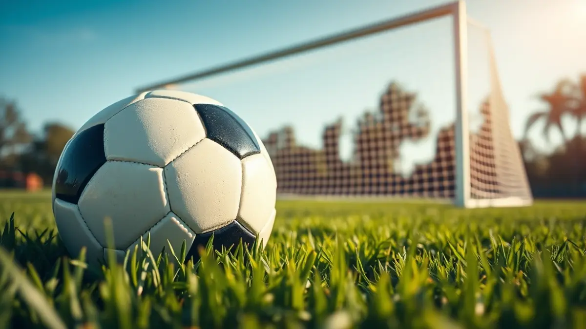Generic image of a soccer ball on a green football pitch.