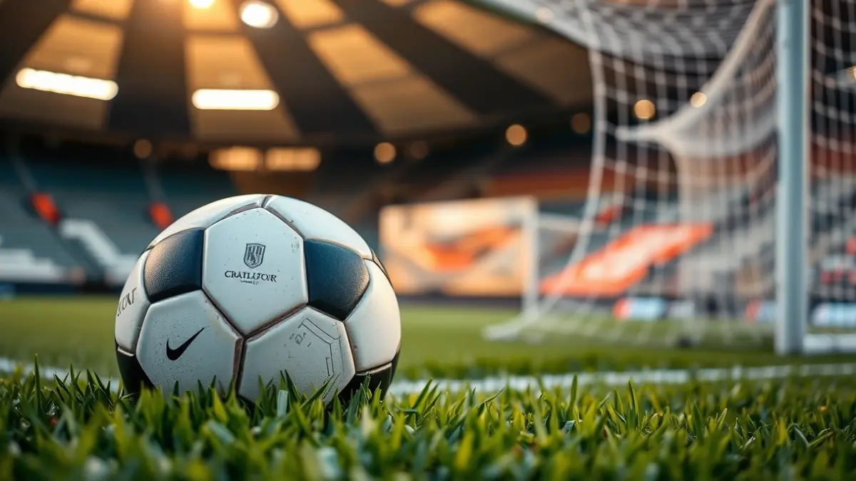 Imagen genérica de un balón de fútbol en el césped de un estadio.