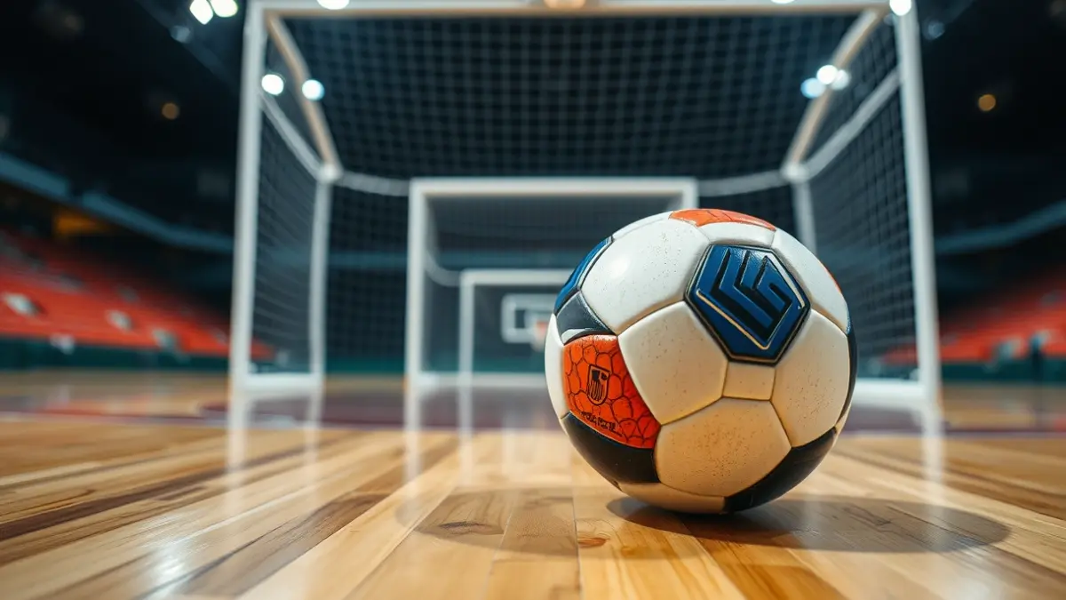Imagen genérica de un balón de fútbol sala en una cancha.