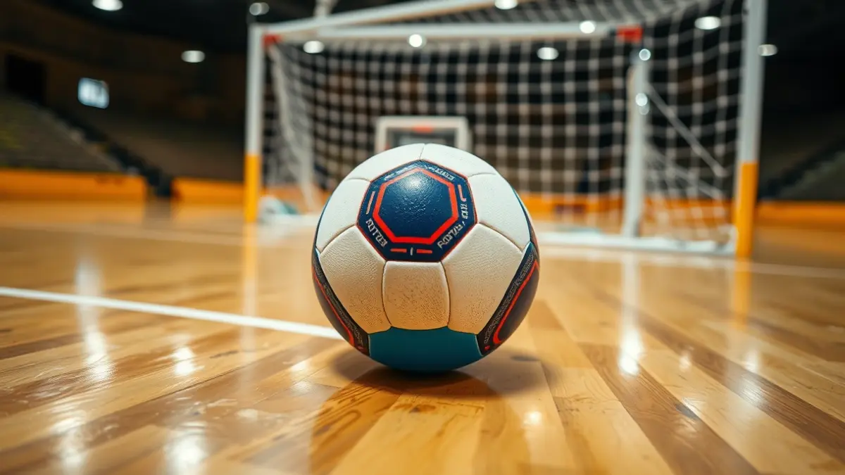 Imagen genérica de un balón de fútbol sala en una cancha.