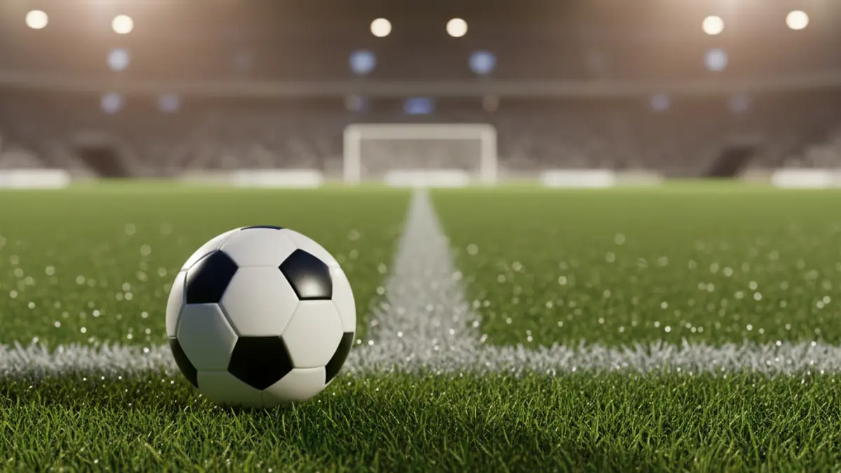 Generic image of a soccer ball on a green football pitch.
