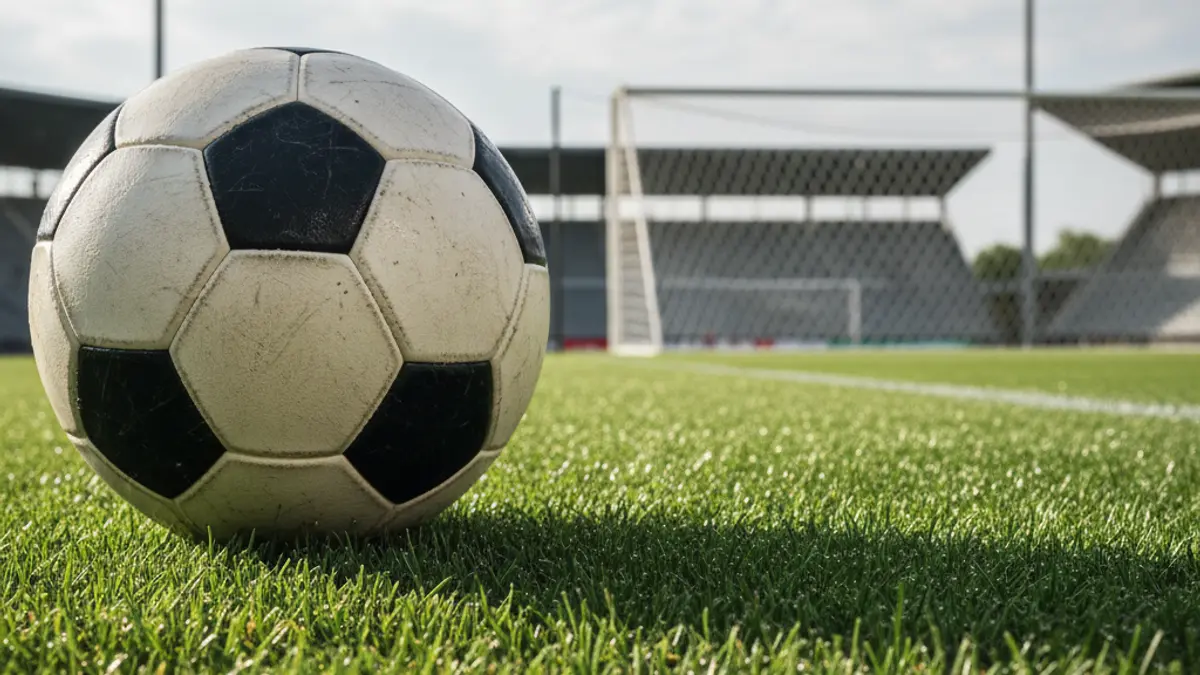 Generic image of a soccer ball on a stadium pitch.