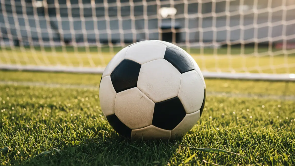 Generic image of a soccer ball on a stadium pitch.