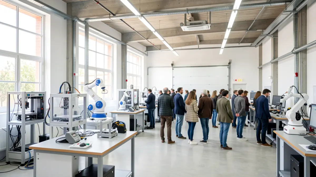 Image of a vocational training workshop with advanced technology.