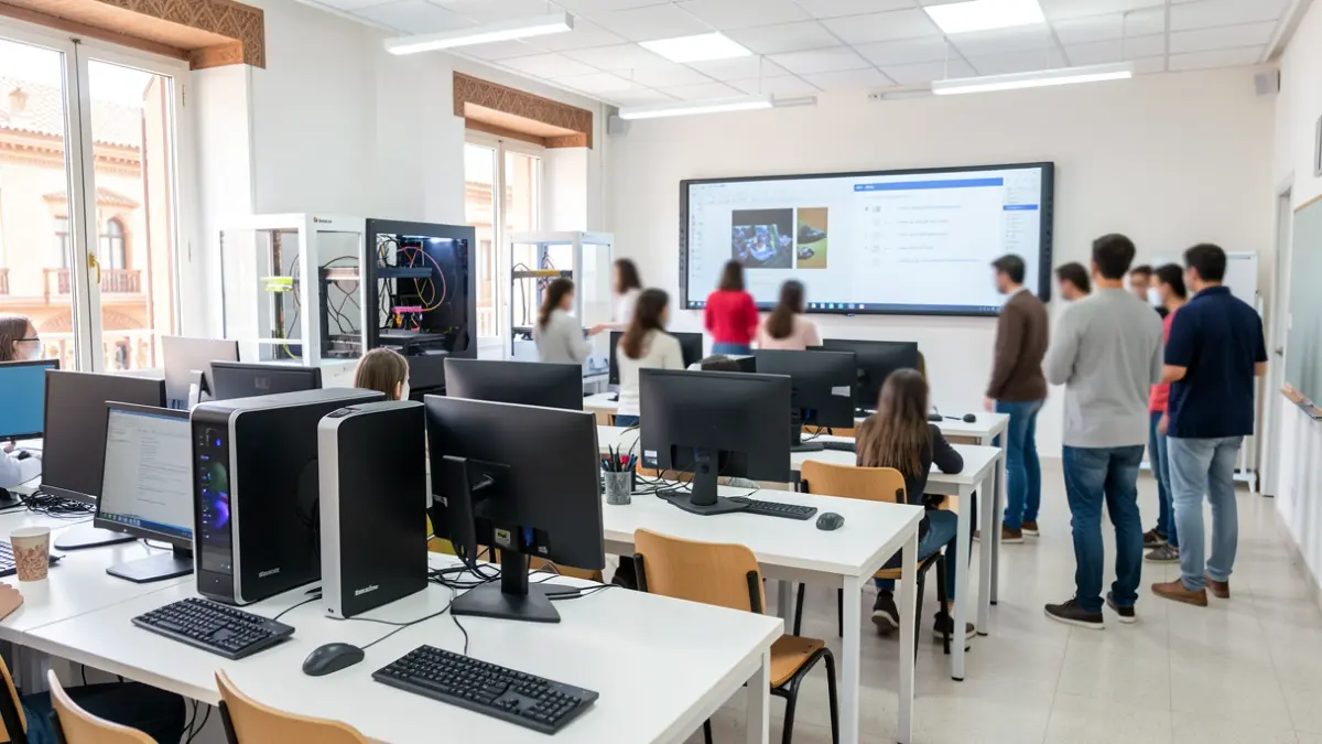 Imagen de un aula tecnológica moderna en un instituto andaluz.