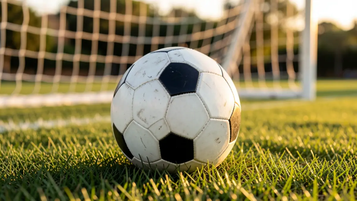 Generic image of a soccer ball on grass.