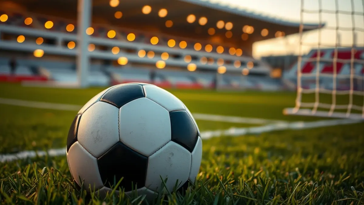 Generic image of a soccer ball on a stadium pitch.