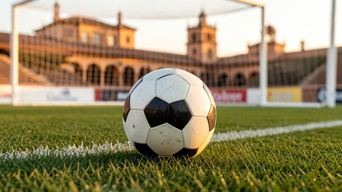 Generic image of a soccer ball on a stadium's grass.